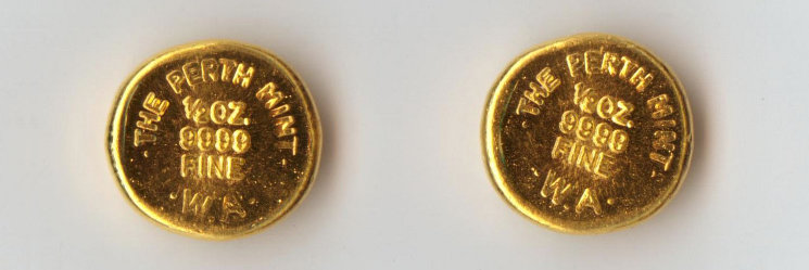 Rundbarren der Perth Mint Gold 1/2 Unze